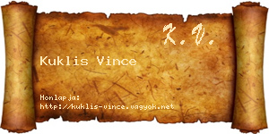 Kuklis Vince névjegykártya